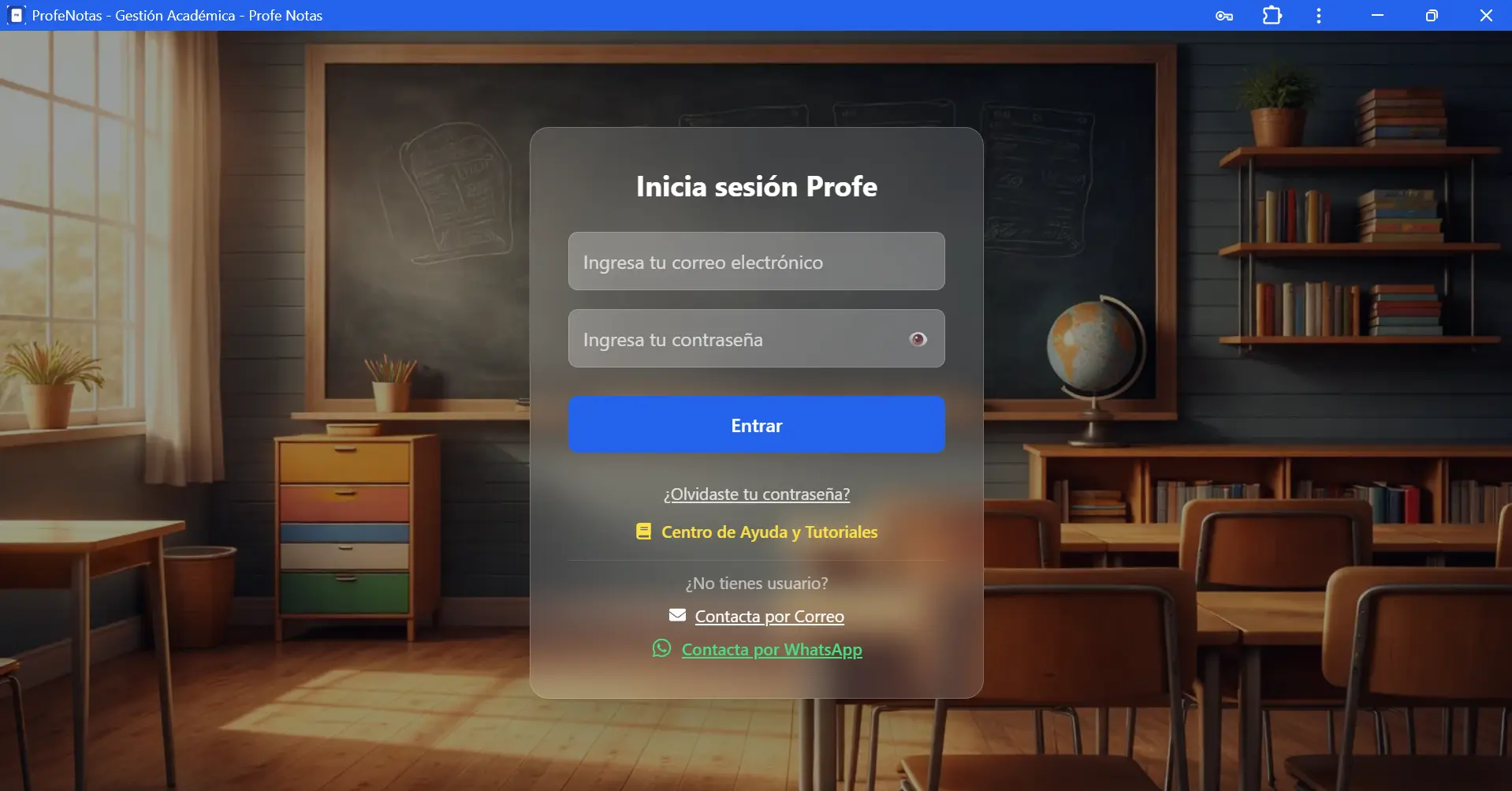 Profe Notas - Login de Plataforma